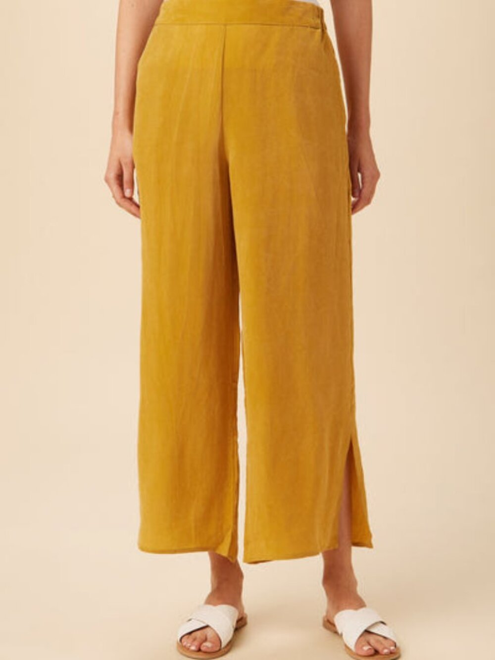 Amour Vert Mustard Wide-Leg Pants